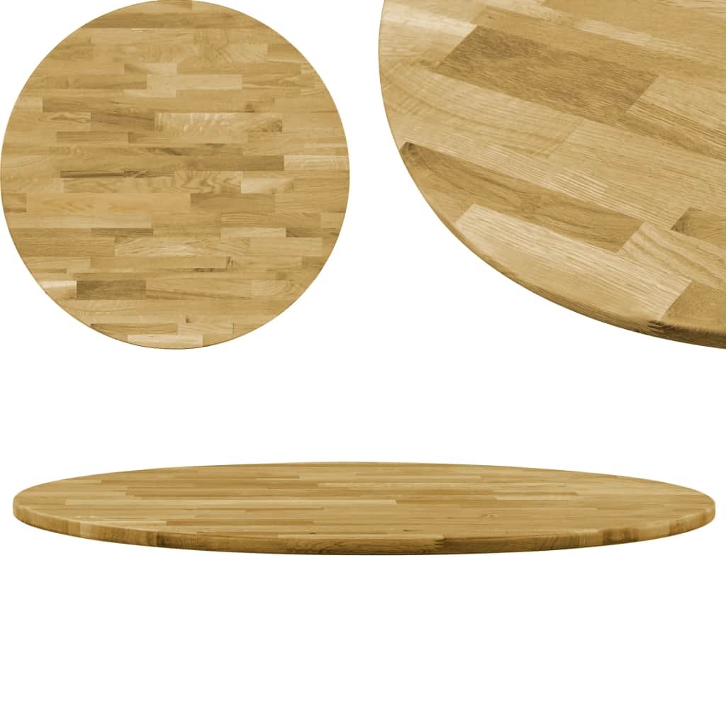 vidaXL Okrągły blat do stolika z litego drewna dębowego, 23 mm, 700 mm vidaXL