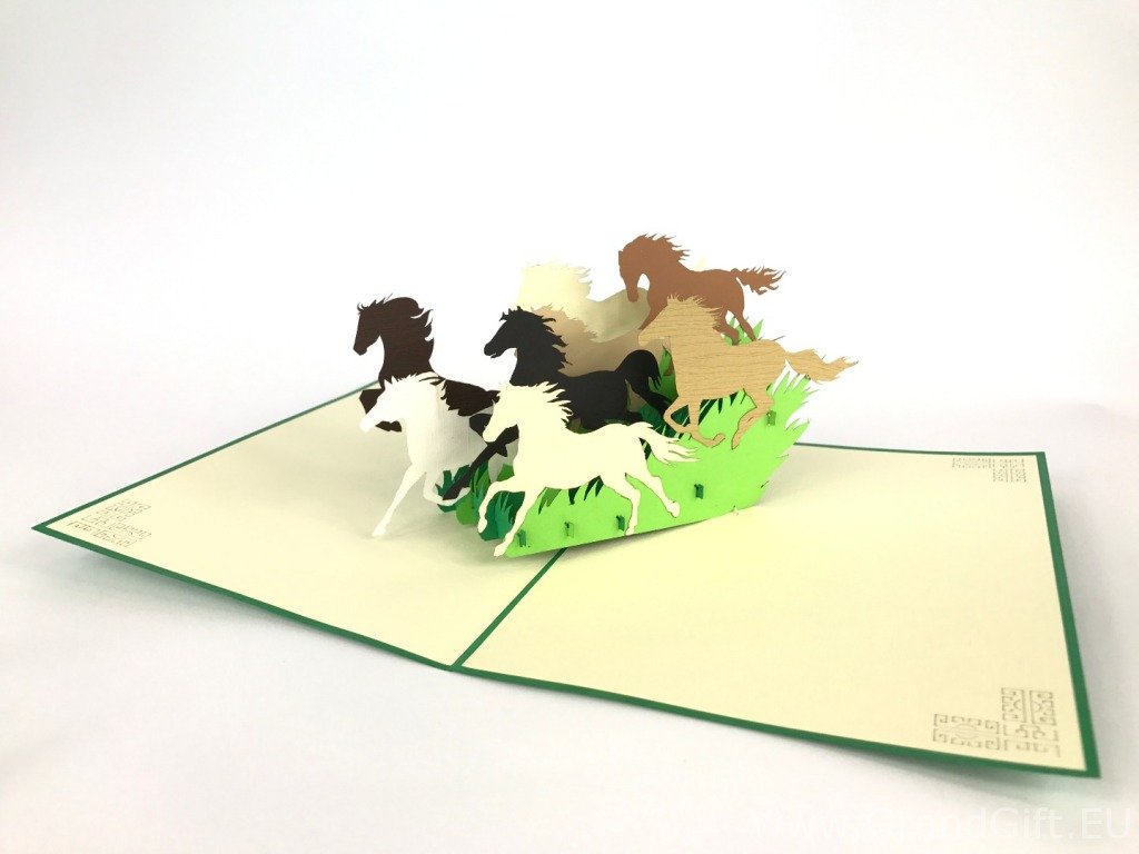 GrandGift Karnet na każdą okazję 3D, Biegnące konie