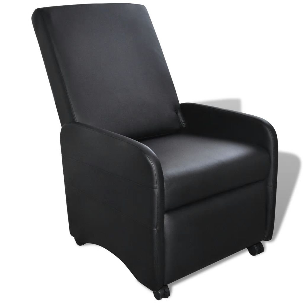 vidaXL Rozkładany fotel z czarnej, sztucznej skóry