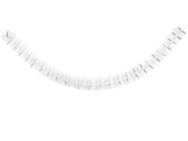 PartyDeco Girlanda bibułowa, biały, 3m GRB11-008