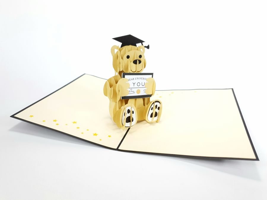GrandGift Karnet na ukończenie szkoły 3D, Miś - studia ukończenie