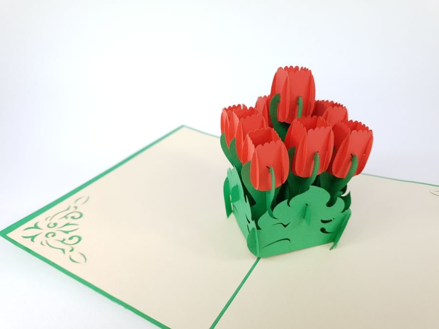 GrandGift Karnet na każdą okazję 3D, Bukiet tulipanów