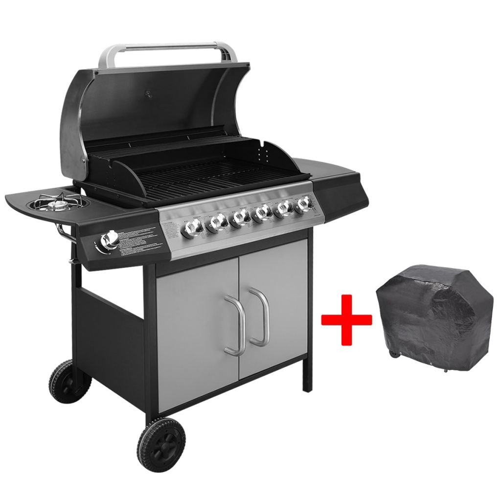 Lumarko Grill gazowy ze strefą gotowania 6+1, kolor czarno-srebrny