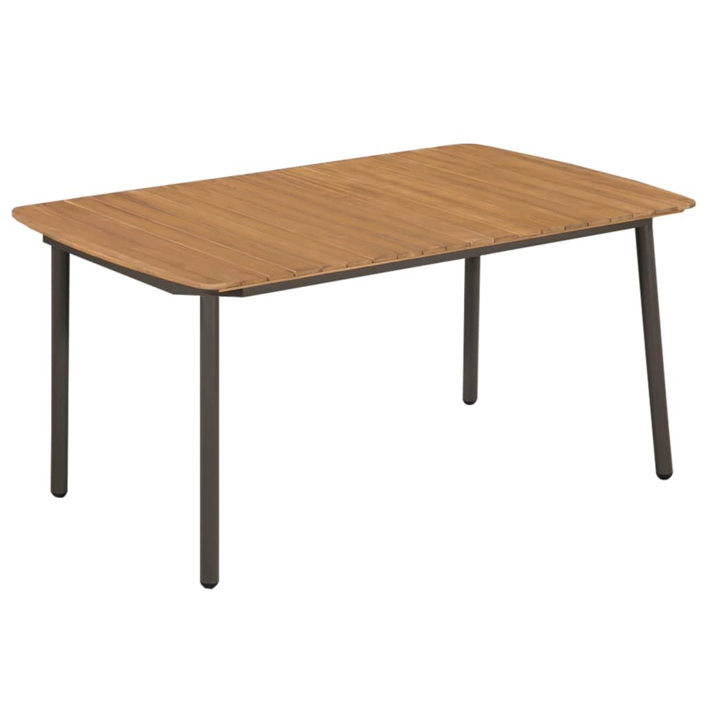 vidaXL Stół ogrodowy, lite drewno akacjowe i stal, 150 x 90 x 72 cm