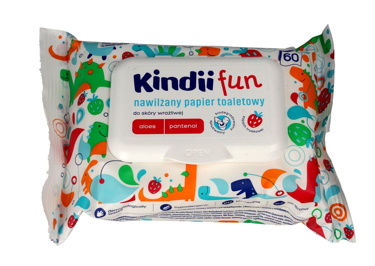 HARPER HYGIENICS KINDII FUN Nawilżany papier toaletowy do skóry wrażliwej 60szt
