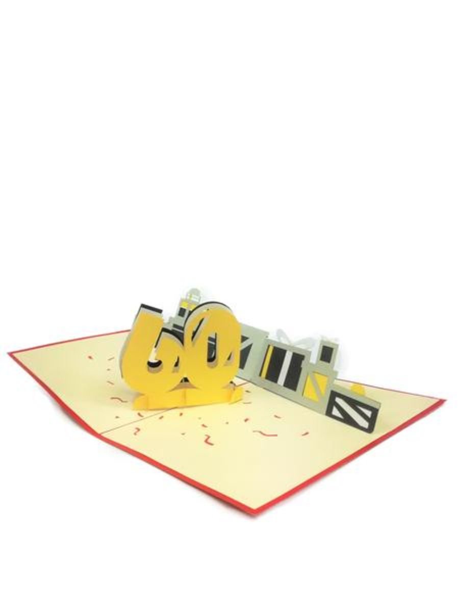 GrandGift Karnet urodzinowy 3D, 60 Urodziny