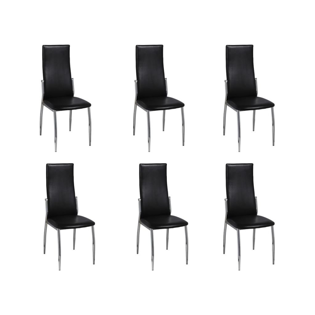 vidaXL Krzesła kuchenne w kolorze czarnym z chromowanymi nogami (6 szt.)