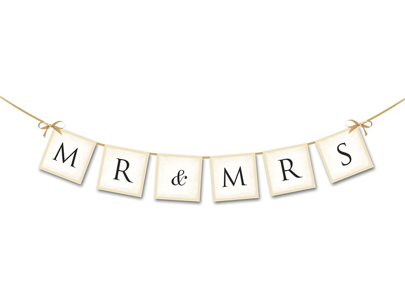 Party Deco Baner Mr & Mrs - biały - 77 cm - 1 szt. GRL20