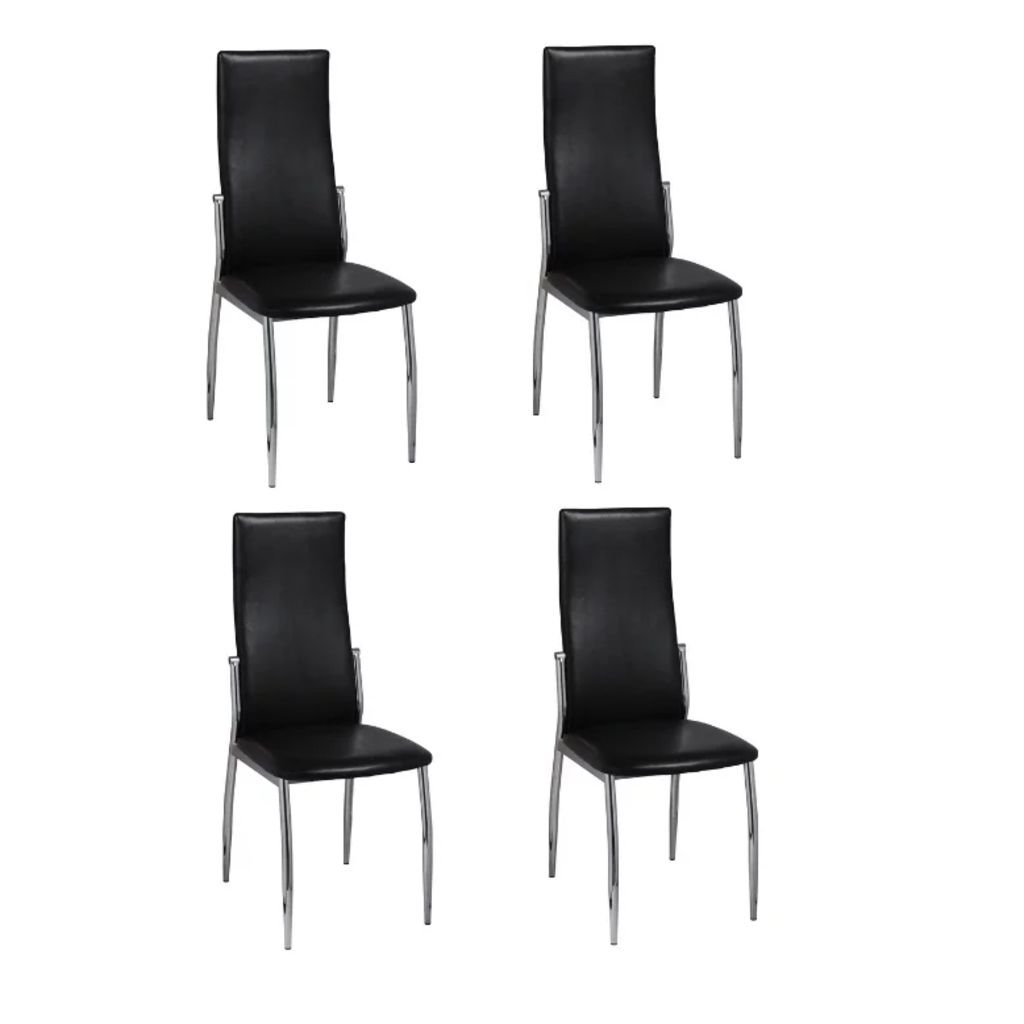vidaXL Jadalniane krzesła, czarna skóra i chrom x 4