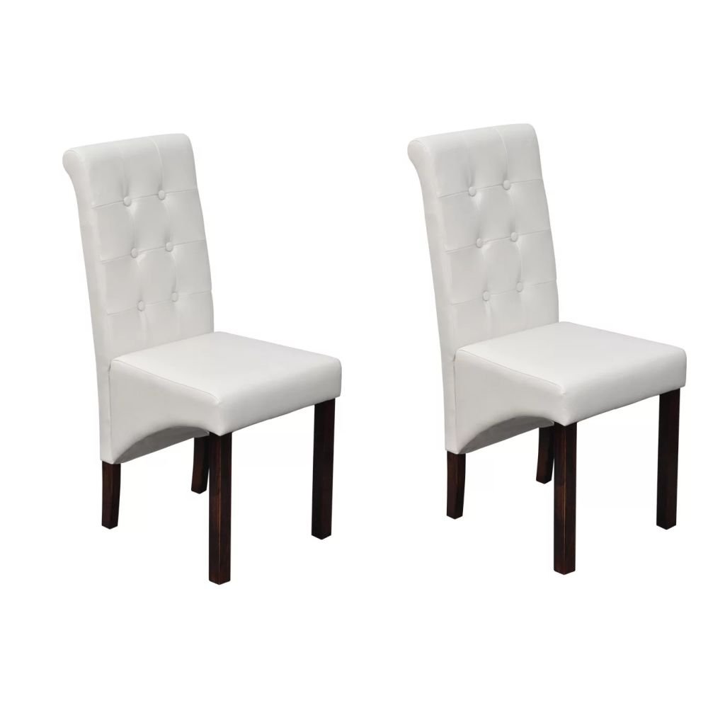 vidaXL Dwa białe, skórzane krzesła jadalniane