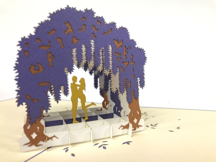 GrandGift Karnet walentynkowy 3D, Zakochana para pod drzewami