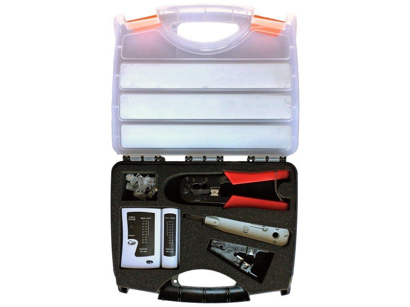 Alantec Zestaw narzędzi instalatorskich w walizce tester nóż LSA zaciskarka stripper wtyki RJ45) (NI038)