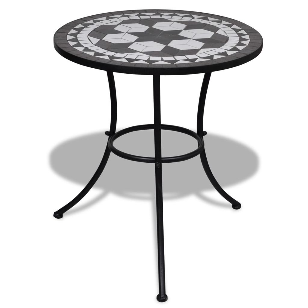 vidaXL vidaXL Stolik mozaikowy 60 cm czarno-biały
