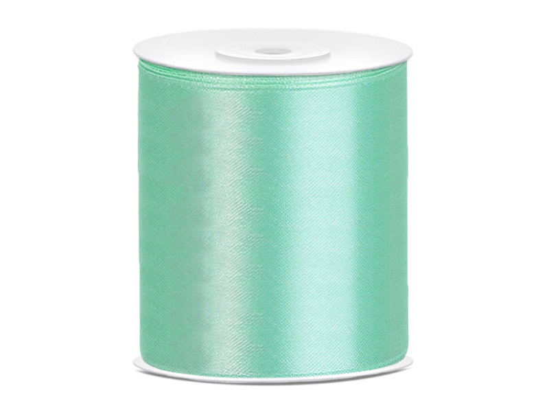 PartyDeco Tasiemka satynowa, miętowa, 100 mm / 25 m TS100-103