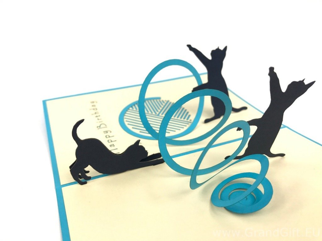 GrandGift Karnet na każdą okazję 3D, Koty bawiące się włóczką