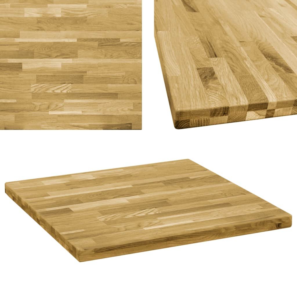 vidaXL Kwadratowy blat do stolika z drewna dębowego, 44 mm, 80 x 80 cm vidaXL