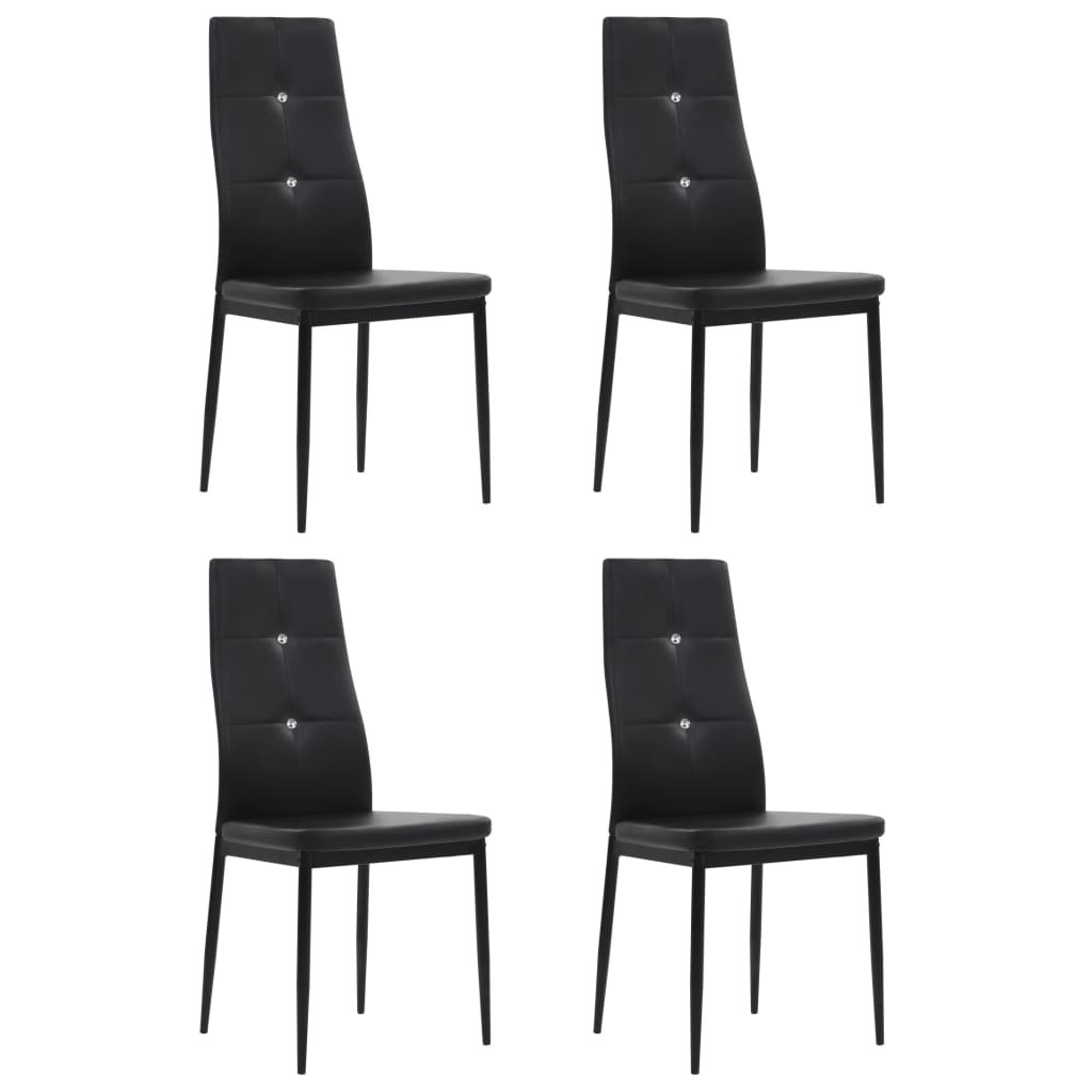 vidaXL Krzesła ze sztucznej skóry, 4 szt., 43 x 43,5 x 96 cm, czarne