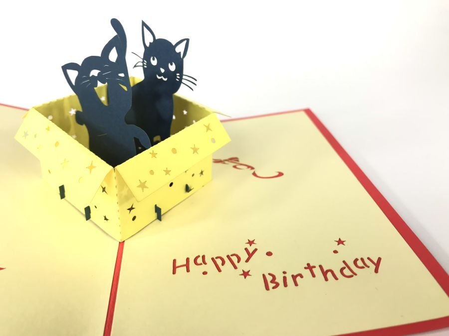GrandGift Karnet urodzinowy 3D, Koty w prezencie urodzinowym