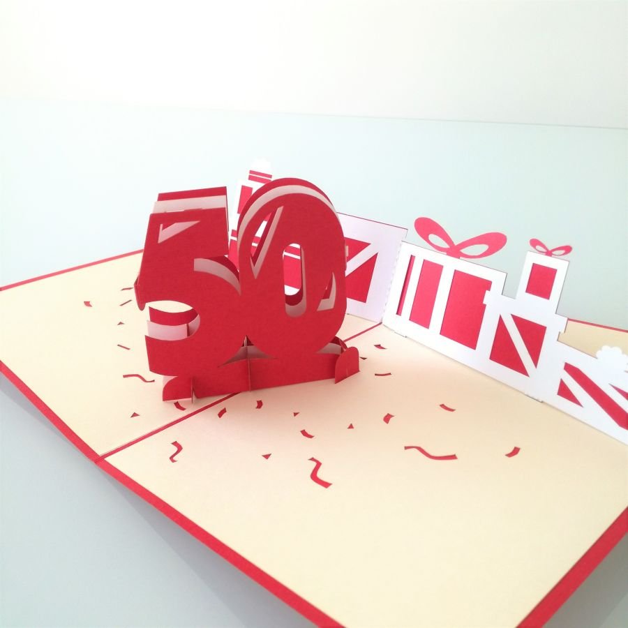 GrandGift Karnet urodzinowy 3D, 50 Urodziny