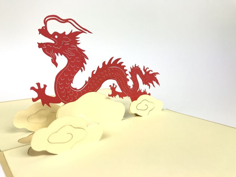 GrandGift Karnet na każdą okazję 3D, Czerwony smok chiński