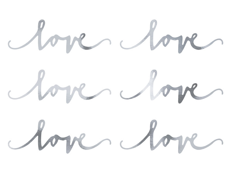 PartyDeco Dekoracje papierowe Love, srebrny, 6x20cm 6 szt. DNT1-018