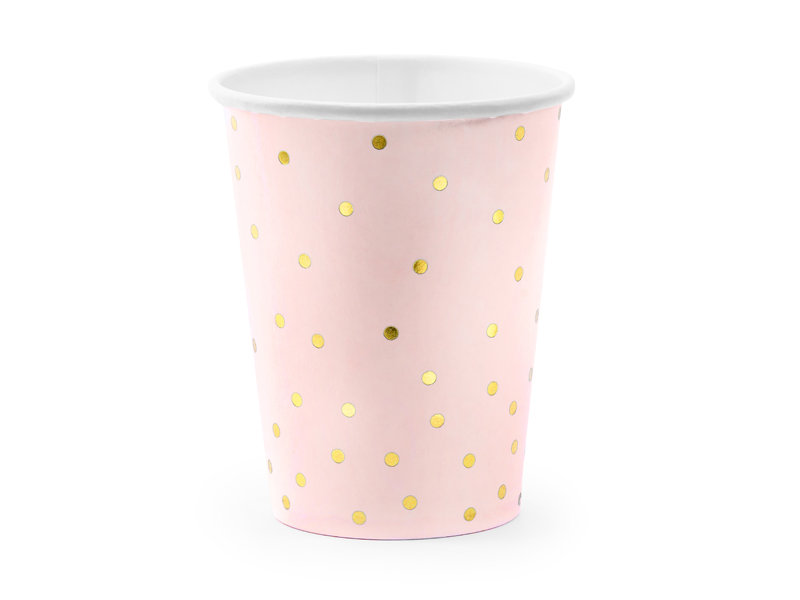 Party Deco Kubeczki Kropki jasnoróżowe - 260 ml - 6 szt. KPP50-081J