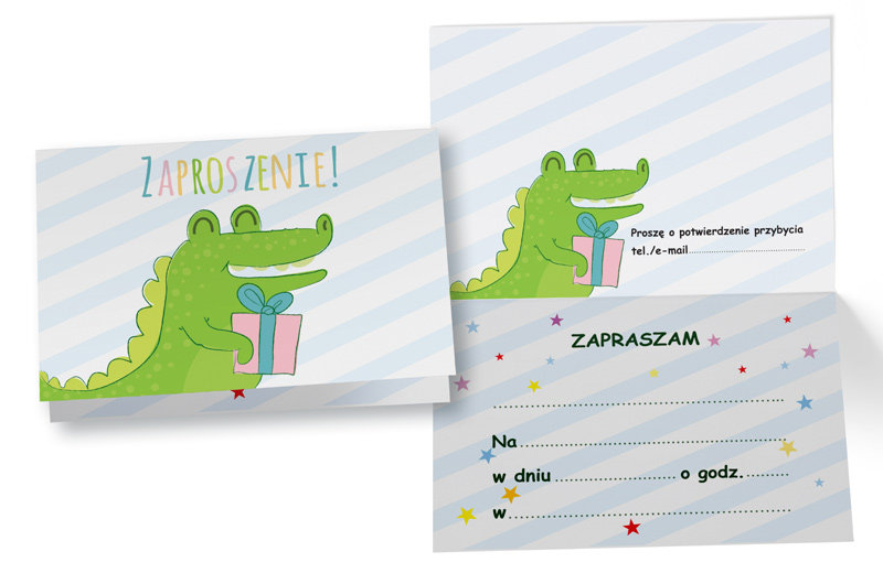 Kukartka Zaproszenie ZZ-072 Krokodyl (5 szt.)