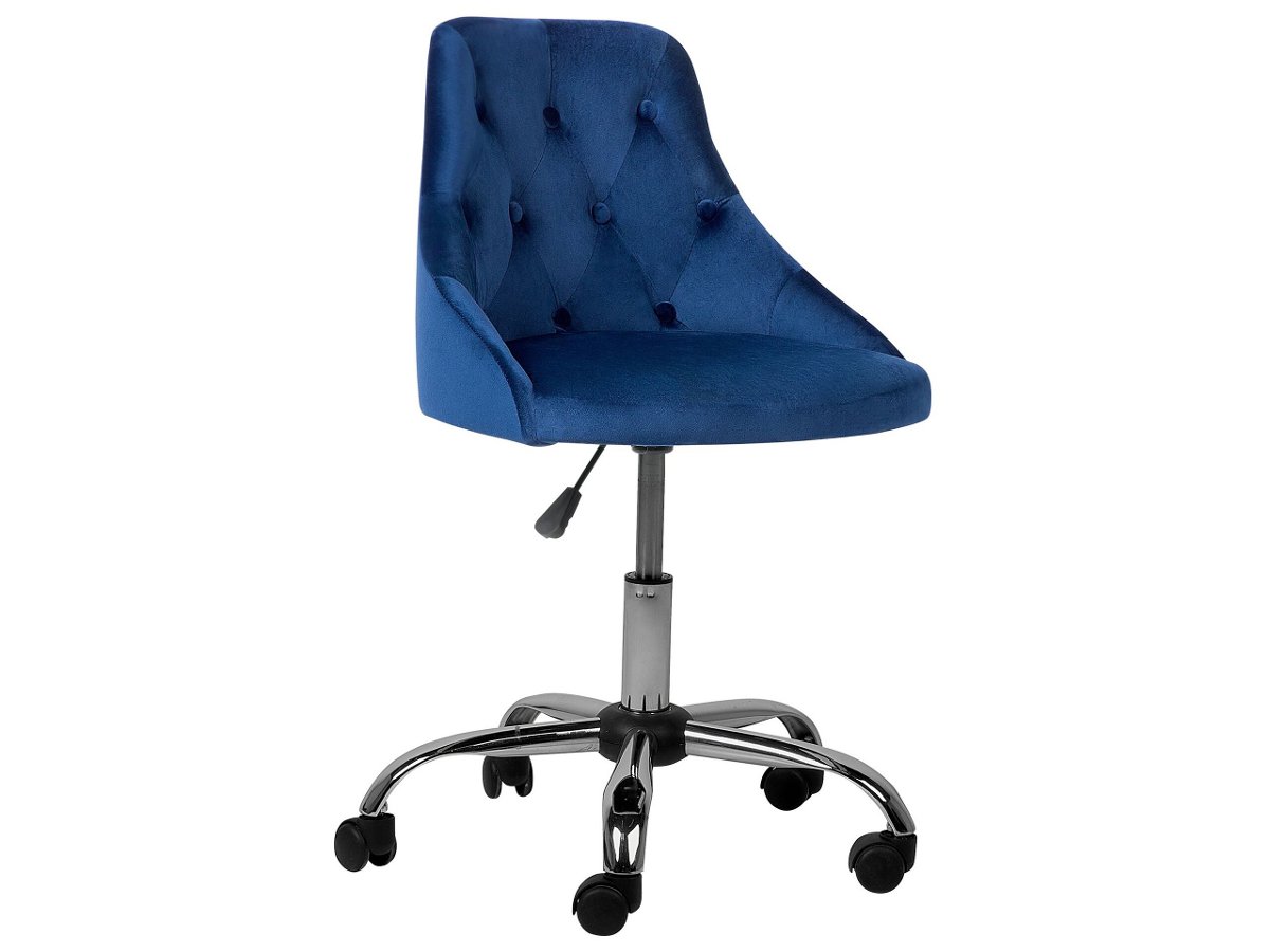 Beliani Krzesło biurowe regulowane welurowe niebieskie PARRISH