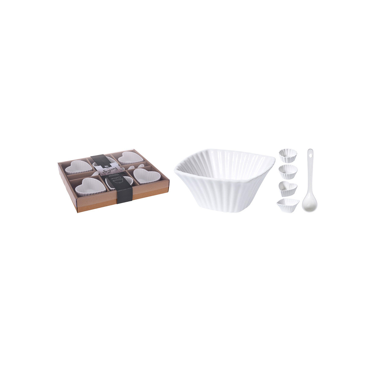 Zestaw misek na przekąski EH EXCELLENT HOUSEWARE, 6 szt., porcelana + łyżki