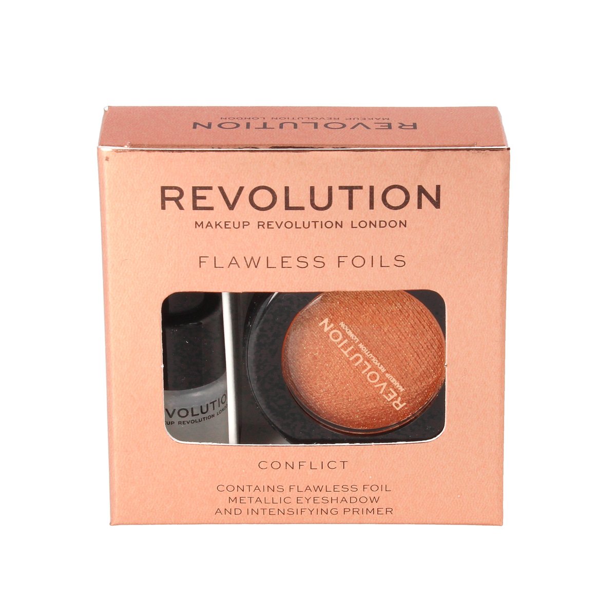 Makeup Revolution Flawless Foils Cień do powiek metaliczny+baza CONFLICT 1op