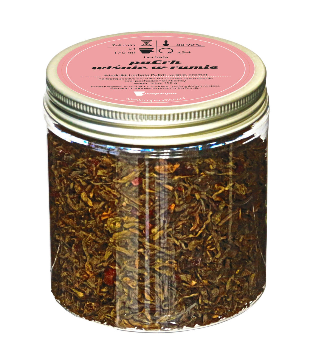 Herbata puErh smakowa CUP&YOU, wiśnie w rumie, 150 g