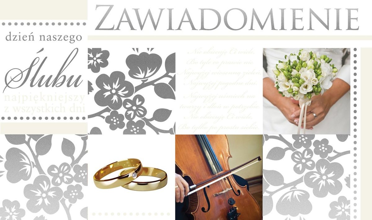 PASSION CARDS ZAPROSZENIE NA ŚLUB ZAWIADOMIENIE + KOPERTA