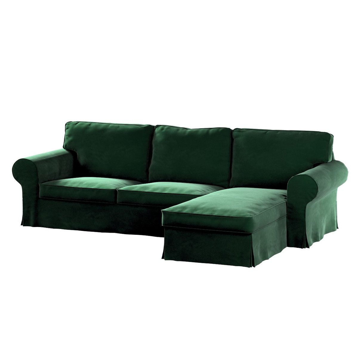 Dekoria Pokrowiec na sofę Ektorp 2-osobową i leżankę butelkowa zieleń 252 x 163 x 88 cm Velvet 1014-704-13