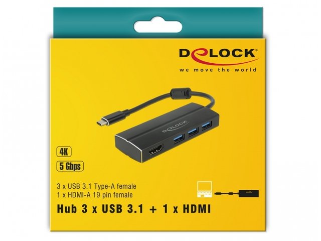 Adapter Usb-c(m) 3.1->3X Usb-a(f) 3.0 + Hdmi(f)