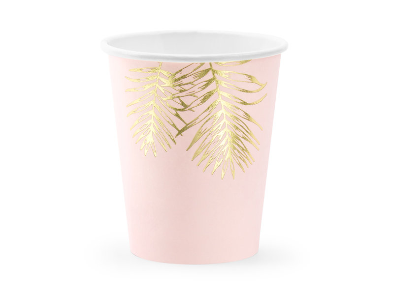 Party Deco Kubeczki Liście jasnoróżowe - 220 ml - 6 szt. KPP54-081J