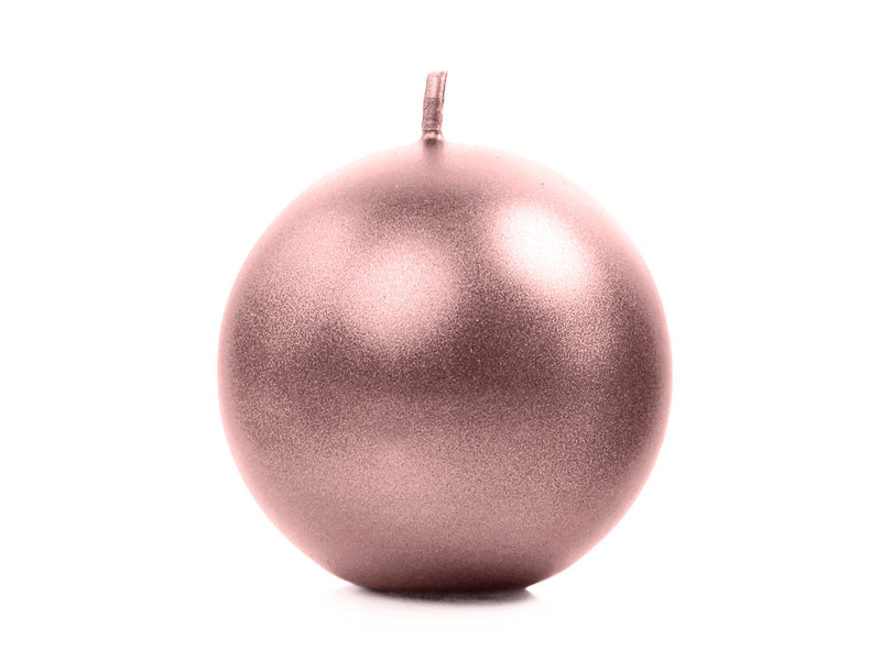 Party Deco Świeca Kula metaliczna, złoty róż - 8 cm - 1 szt. SKUMET80-019R-OP