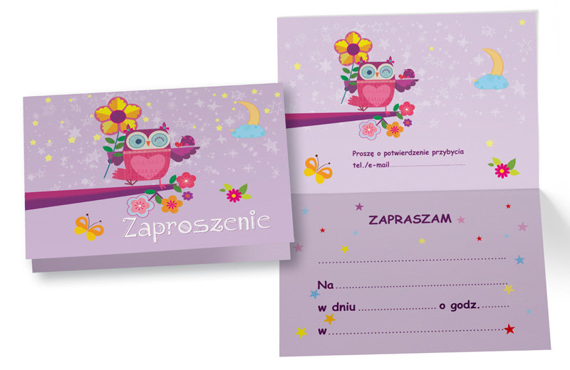 Kukartka Zaproszenie ZZ-070 Sówka (5 szt.)
