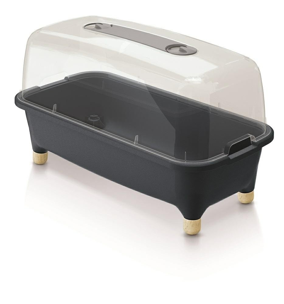 Szklarnia PROSPERPLAST Respana Planter Wood Low Set, antracytowa