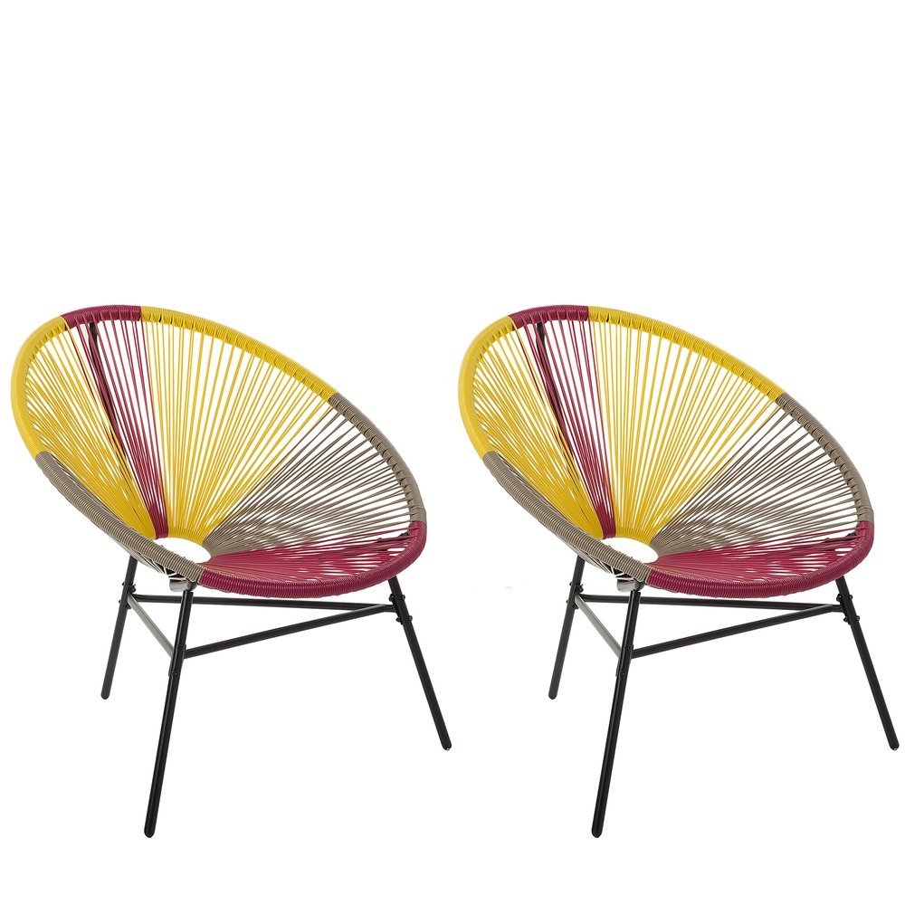 Beliani Zestaw 2 krzeseł rattanowych różowo-żółto-beżowe ACAPULCO 117882