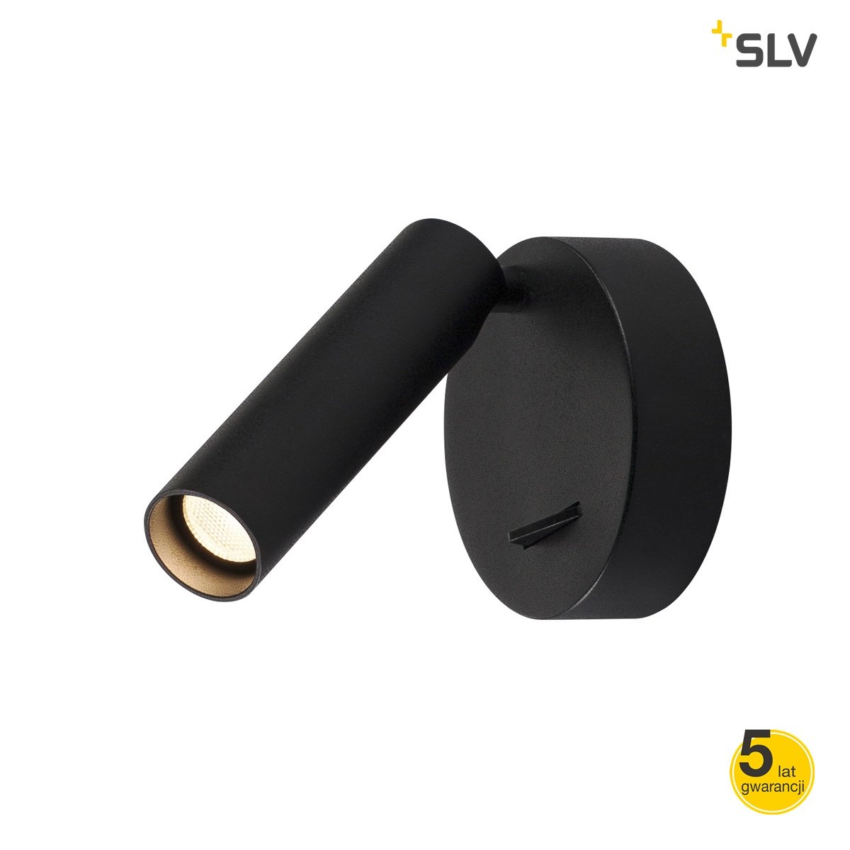 SLV 152340 Milan Single Spot LED, lampa ścienna i sufitowa, okrągła, czarna, 7,5 W, 3000 K, z wyłącznikiem 152340