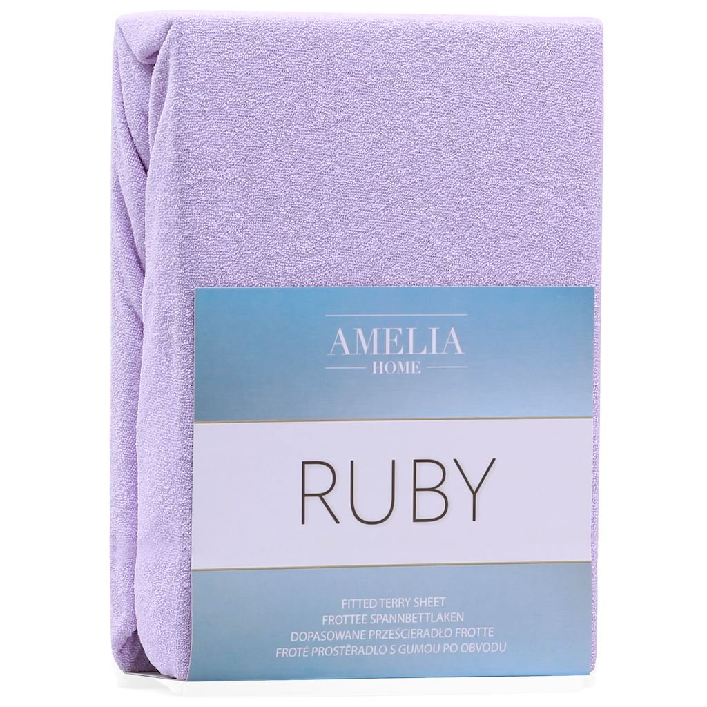 AmeliaHome AmeliaHome  Prześcieradło z gumką Frotte Liliowe RUBY 200-220x200+30 cm