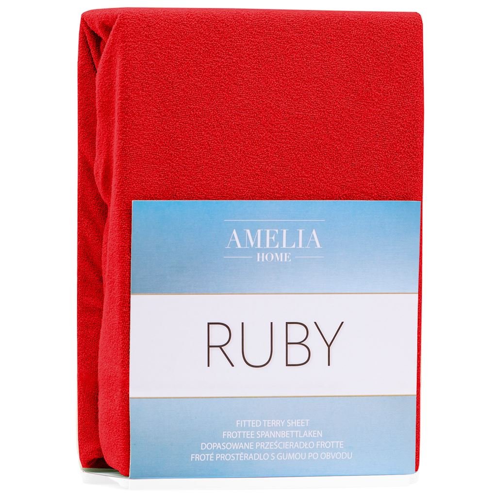 AmeliaHome Prześcieradło z gumką Frotte Czerwone RUBY 220-240x220+30 cm AmeliaHome