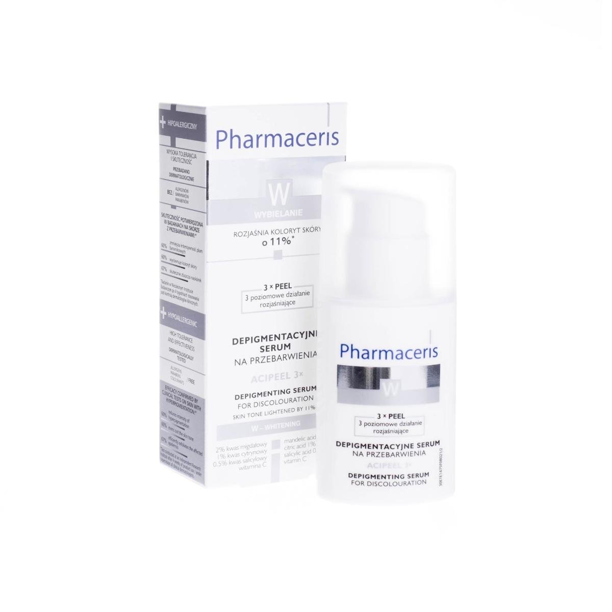 Pharmaceris DEPIGMENTACYJNE SERUM NA PRZEBARWIENIA na noc ACIPEEL 3x