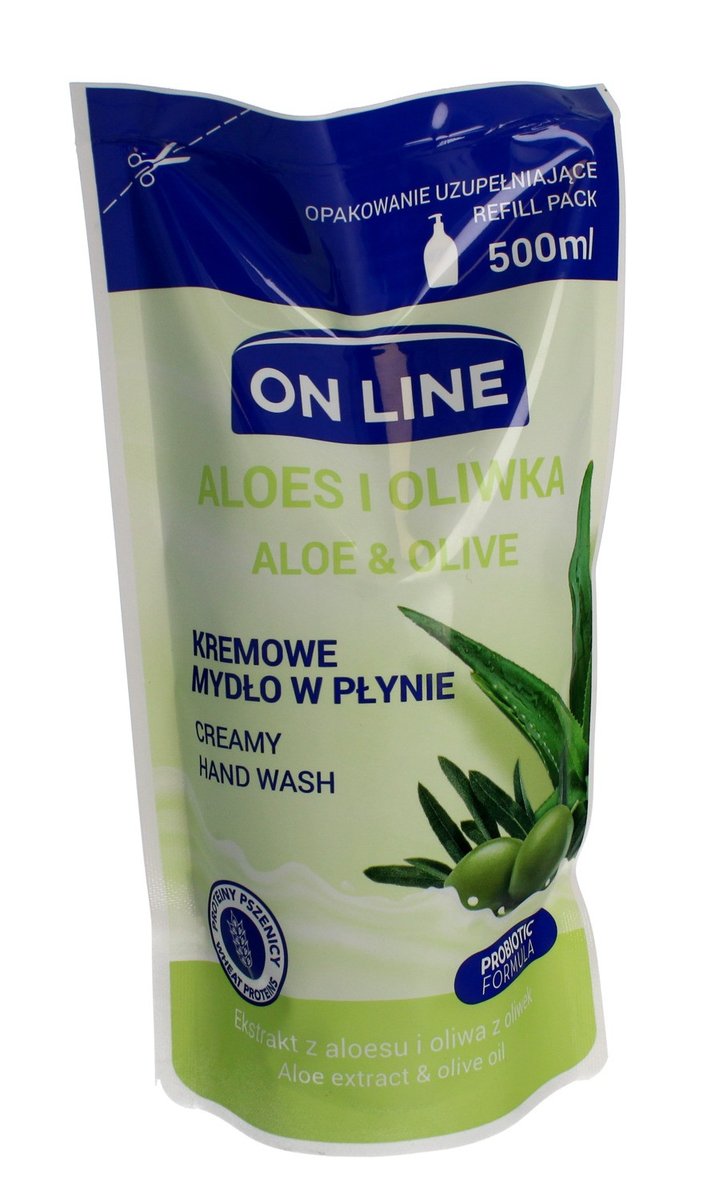 On Line Mydło kremowe w płynie Aloes i Oliwka uzupełnienie 500ml