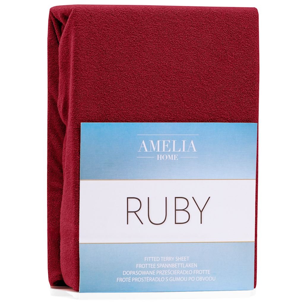 AmeliaHome Prześcieradło/RUBY/D.RED26/120-140x200+30
