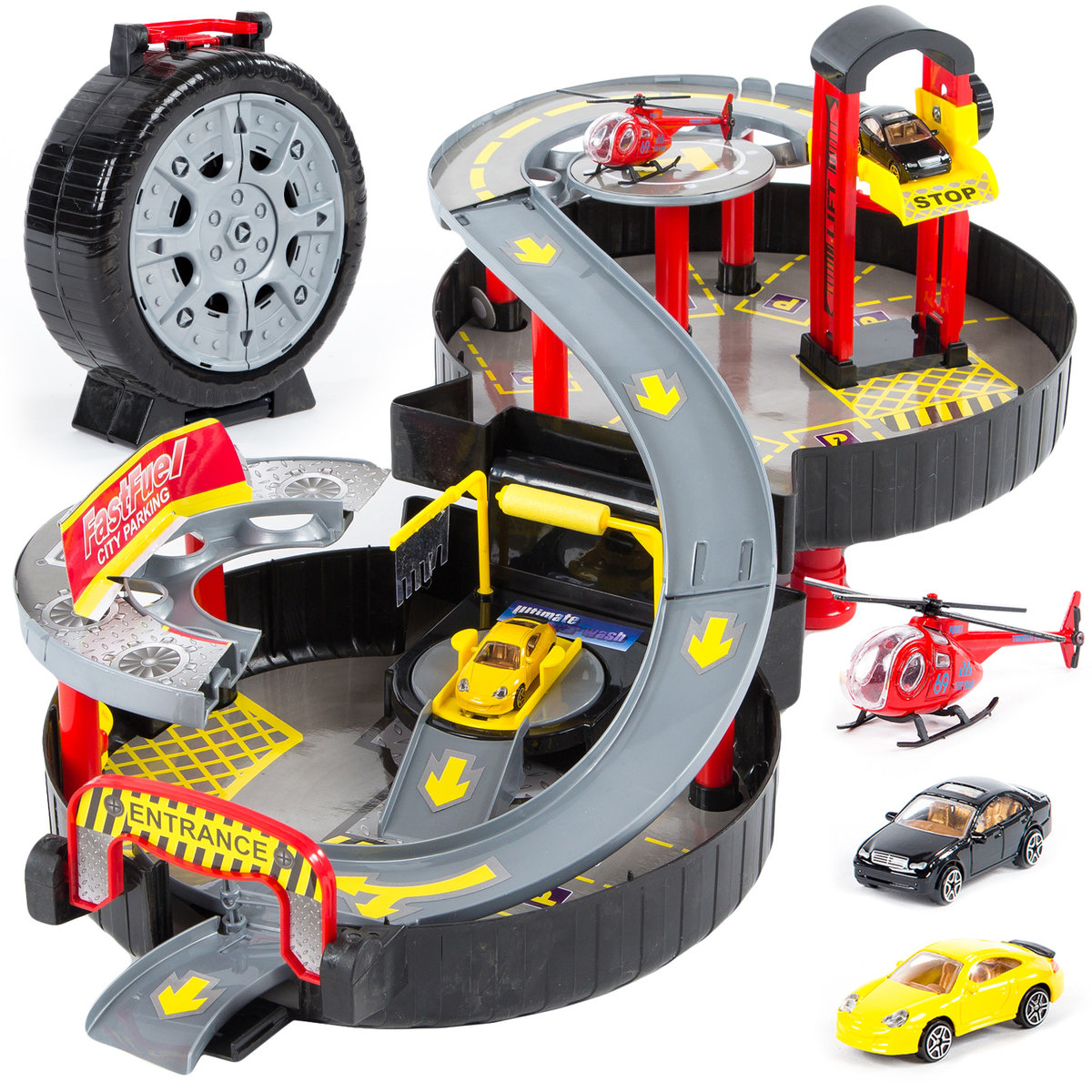 KINDERPLAY Parking Garaż Samochodowy Helikopter KP2819