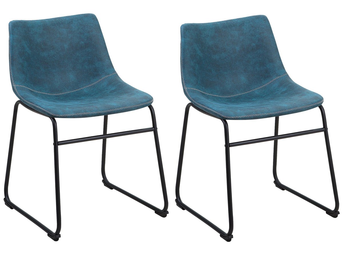 Beliani Zestaw 2 krzeseł niebieski BATAVIA