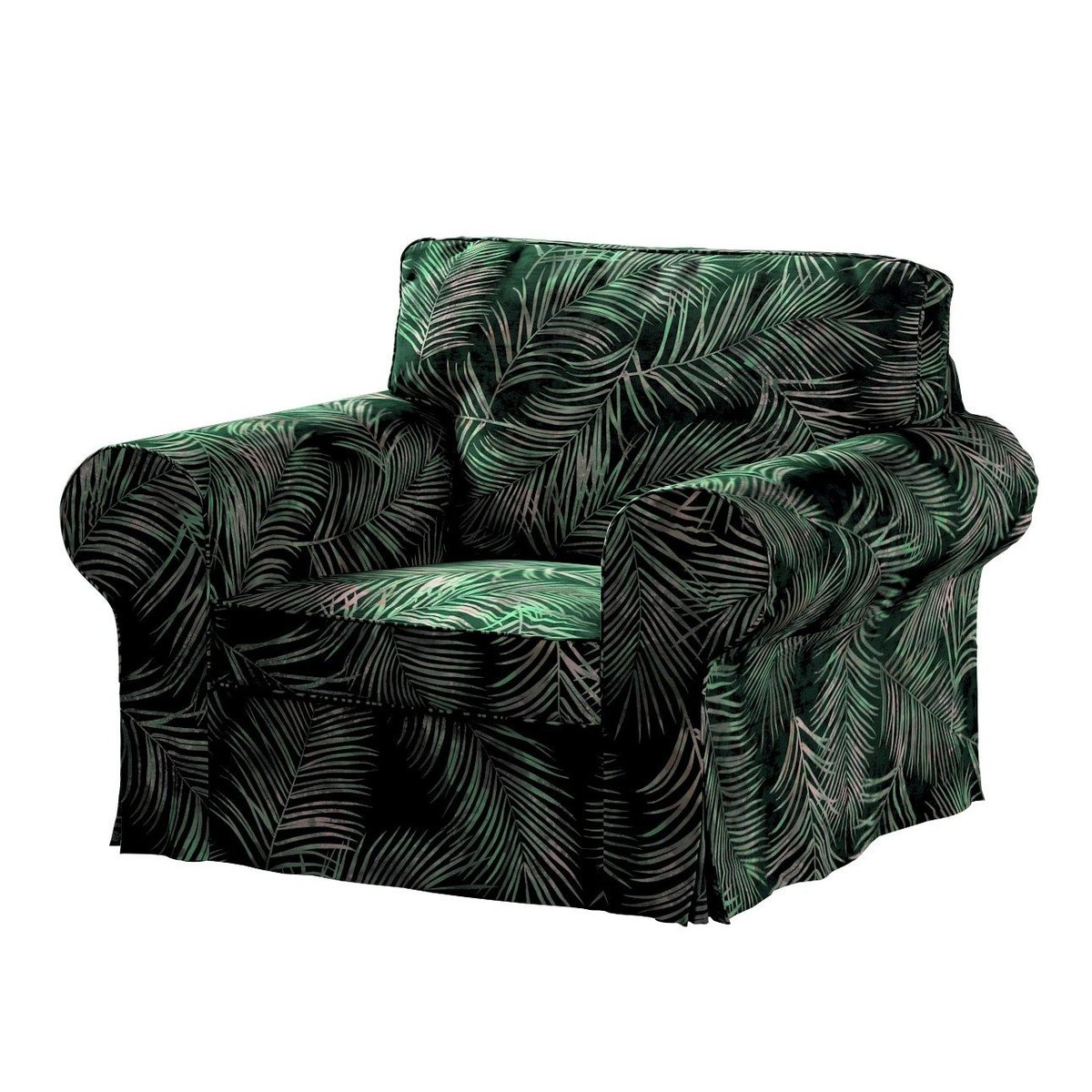 Dekoria Pokrowiec na fotel Ektorp zielony w liście 103 x 82 x 73 cm Velvet 612-704-21