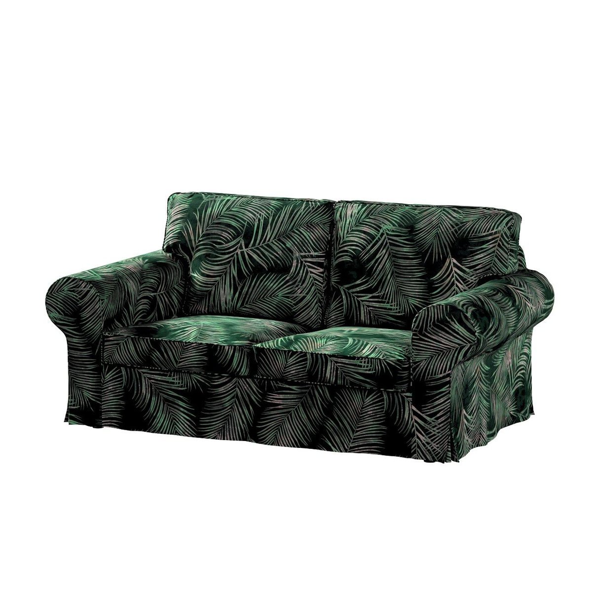 Dekoria Pokrowiec na sofę Ektorp 2-osobową rozkładaną model do 2012 zielony w liście 195 x 90 x 73 cm Velvet 634-704-21