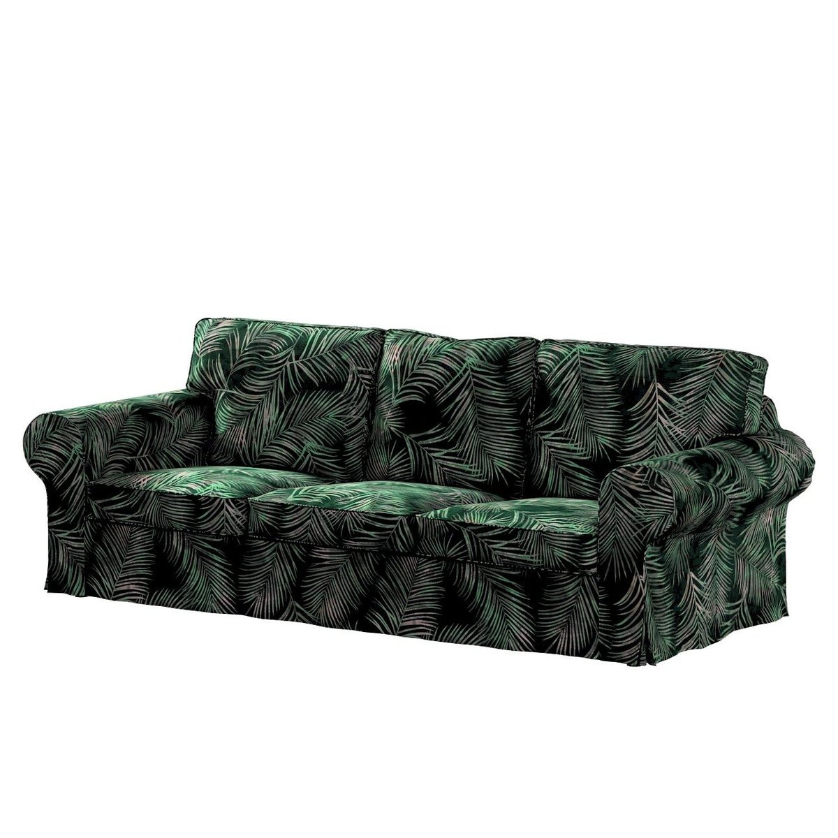 Dekoria Pokrowiec na sofę Ektorp 3-osobową rozkładaną zielony w liście 218 x 88 x 88 cm Velvet 795-704-21